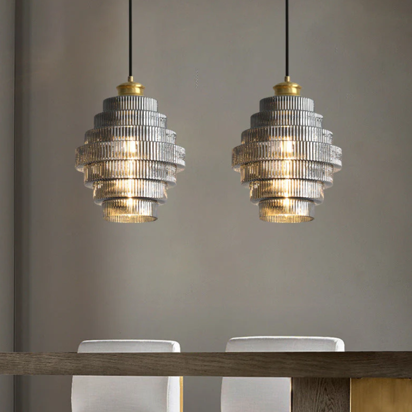 AuraBottle – Hänglampa i Vintage Mässing & Glas grå Bonusnir